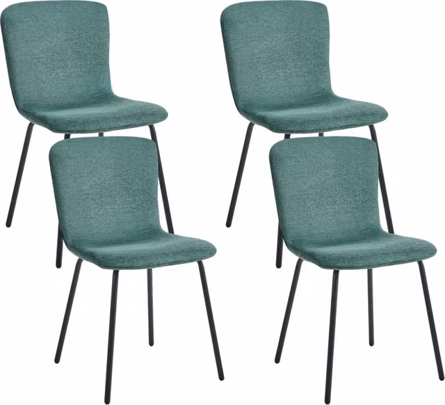 Set di 4 sedie da pranzo BELIANI in tessuto verde con gambe in metallo nero design moderno e retrò – 1
