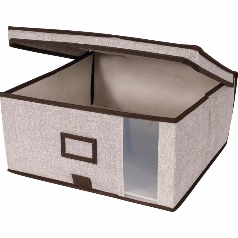 Vestiamo Casa Contenitore Ripiegabile Salvaspazio in TNT con apertura dall'alto e porta etichetta, Grigio, H 20 x L 40 x P 40 cm