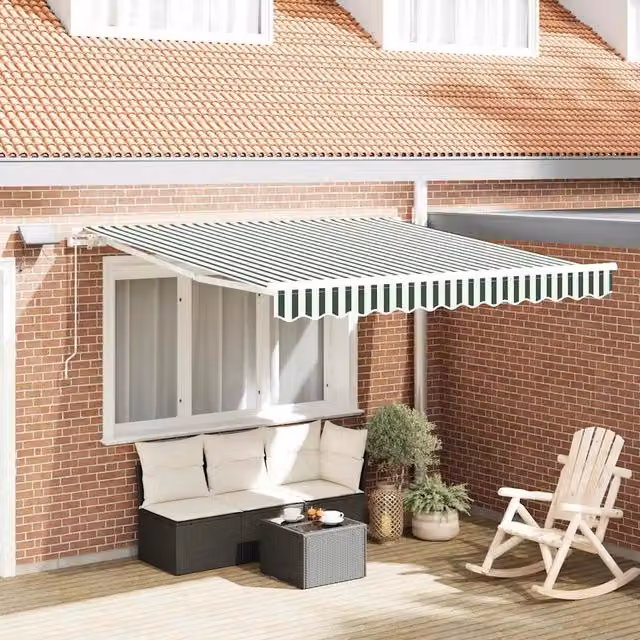 Tenda retrattile Verde e Bianco 300 x 250 cm 3330178