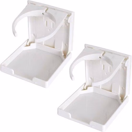 Set di 2 portabicchieri pieghevoli e regolabili, colore bianco, ideali per viaggi e uso quotidiano