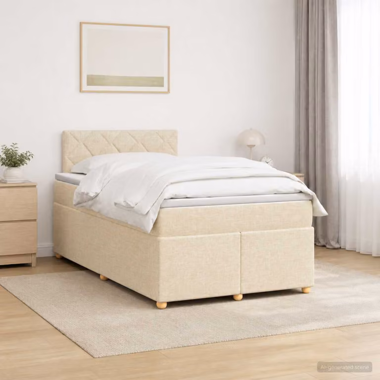 Letto box spring ibrido vidaXL con materasso a molle insacchettate, beige e bianco, L/P: 120 x 200 cm