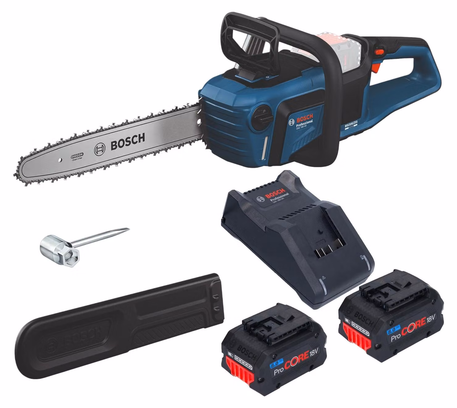 Bosch GKE 18V-40 Professional Motosega a batteria 18 V 40 cm Brushless + 2x batteria ProCORE 8,0 Ah + caricabatterie