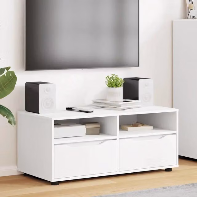 Mobile TV moderno vidaXL in legno bianco L 100 x P 48 x H 43 cm – 1