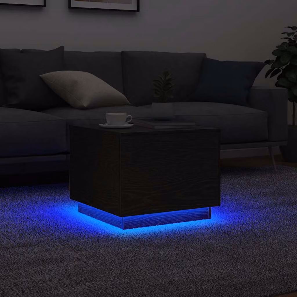 Maison Exclusive - Tavolino con luci LED Effetto rovere nero 50x50x40 cm