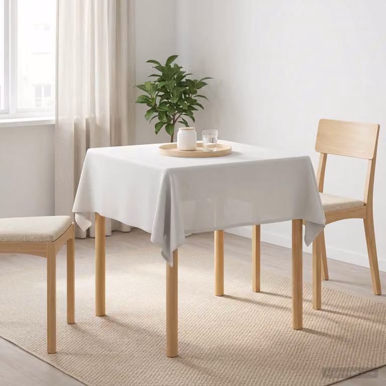 Set di 5 tovaglie quadrate vidaXL bianche in poliestere, idrorepellenti e lavabili in lavatrice, L 140 x L 140 cm