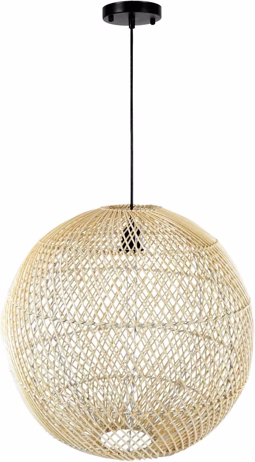 Lampada a sospensione ROTANG in rattan color crema 30x48 cm ##