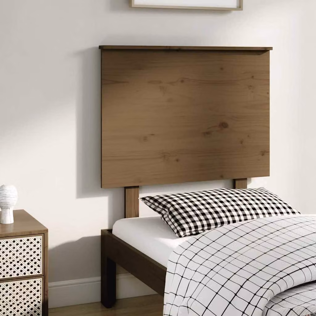 Testiera per letto vidaXL in legno massello di pino, colore marrone, stile rustico, L 79 cm x P 6 cm x H 82,5 cm
