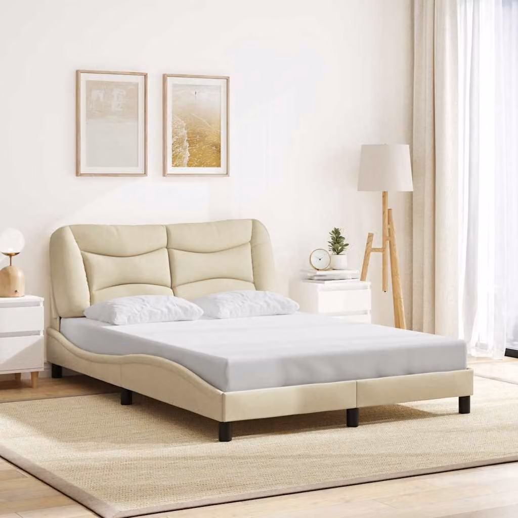 Giroletto senza materasso Hvar vidaXL in tessuto beige L 140 x P 190 cm