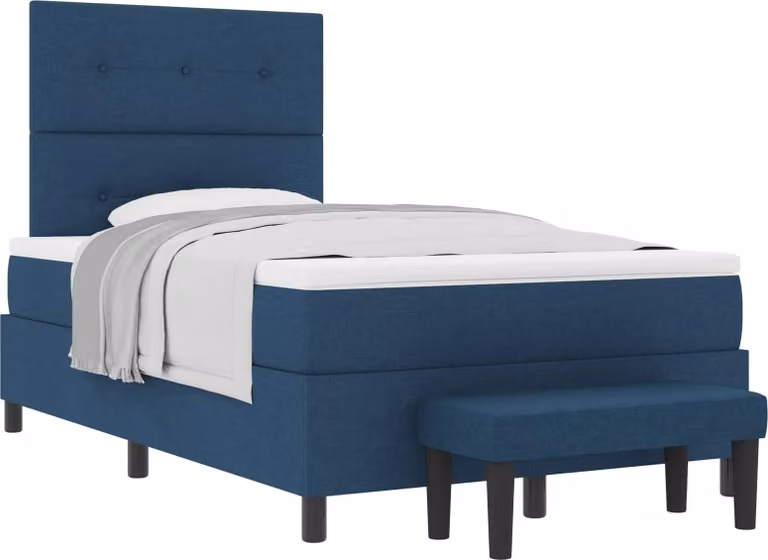 Letto a molle con testiera Blu 120 x 190 cm Tessuto