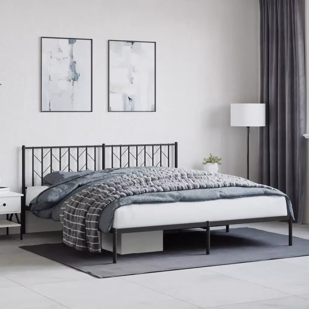 Letto matrimoniale con testiera in metallo nero opaco Design In L: 187 cm, P: 213 cm, H: 90 cm – 2