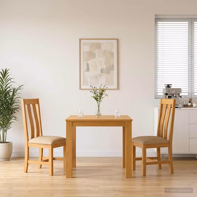Set da pranzo vidaXL in legno di quercia massello beige composto da tavolo rettangolare e 3 sedie