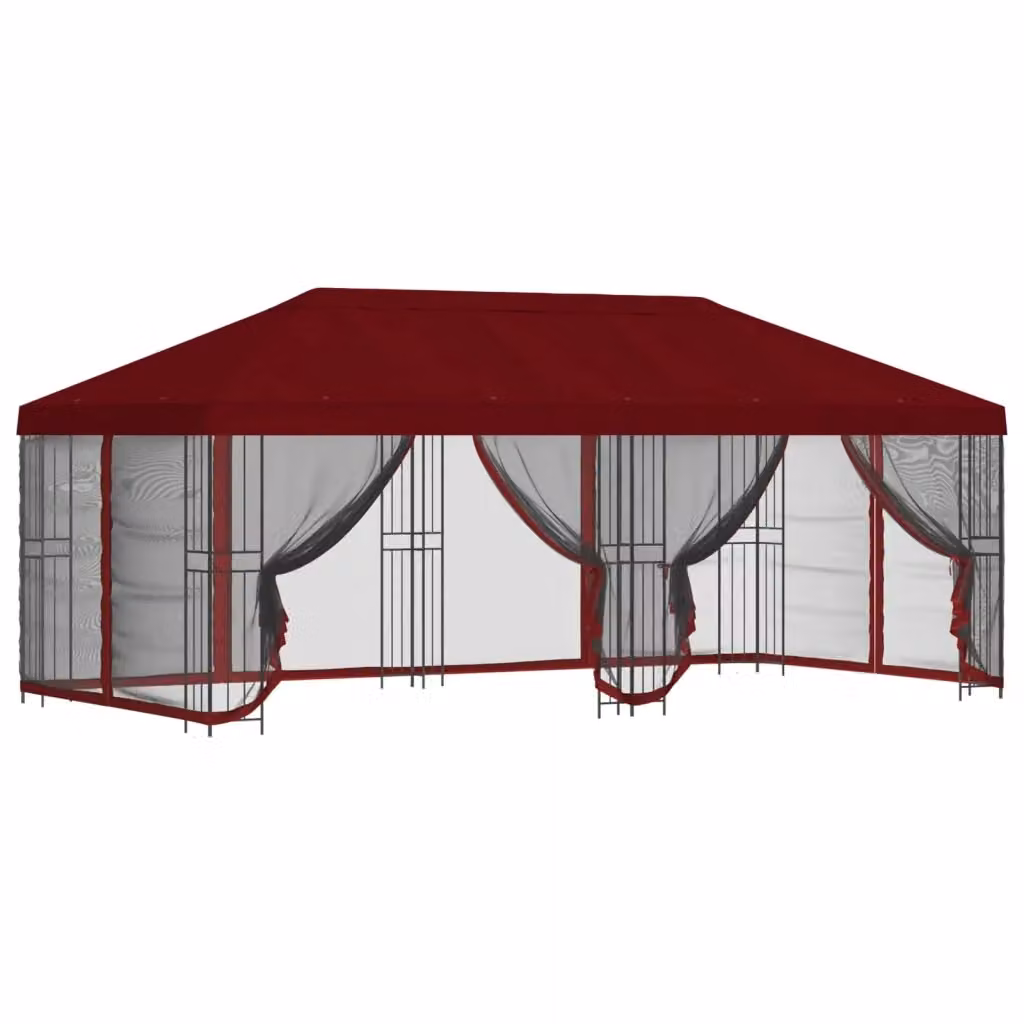 Gazebo Videx con pareti laterali in poliestere e struttura in acciaio zincato, Rosso e Nero, L: 600 cm, P: 300 cm, H: 276,5 cm – 2