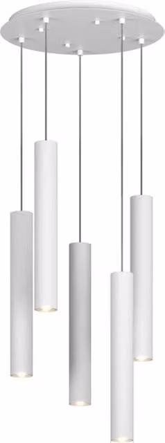 Lampadario Tondo Industrial-Minimal Xeana Metallo Bianco 5 Luci Gu10