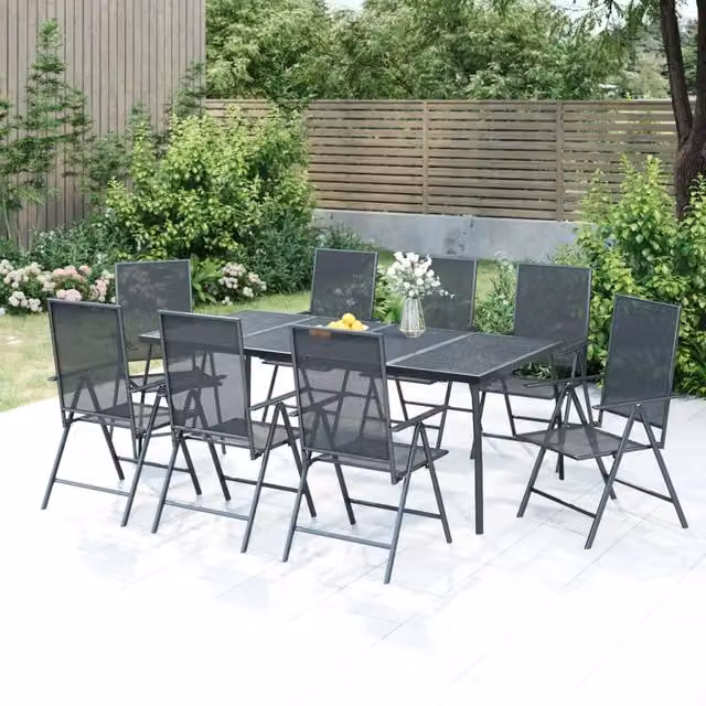 Set da Pranzo da Giardino 9 pz in Acciaio Antracite 3187984