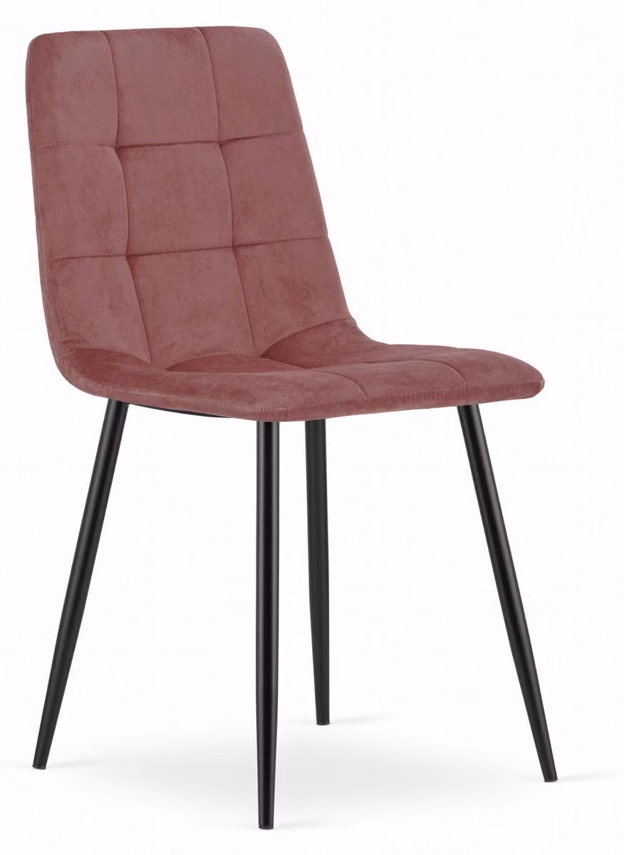 Sedia Kara in velluto rosa antico con gambe nere
