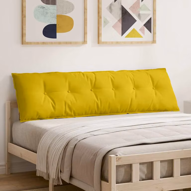 vidaXL Cuscino per Schiena Giallo in Tessuto di Velluto a Costine con Rivestimento Rimovibile L: 180 cm, P: 50 cm, H: 19 cm