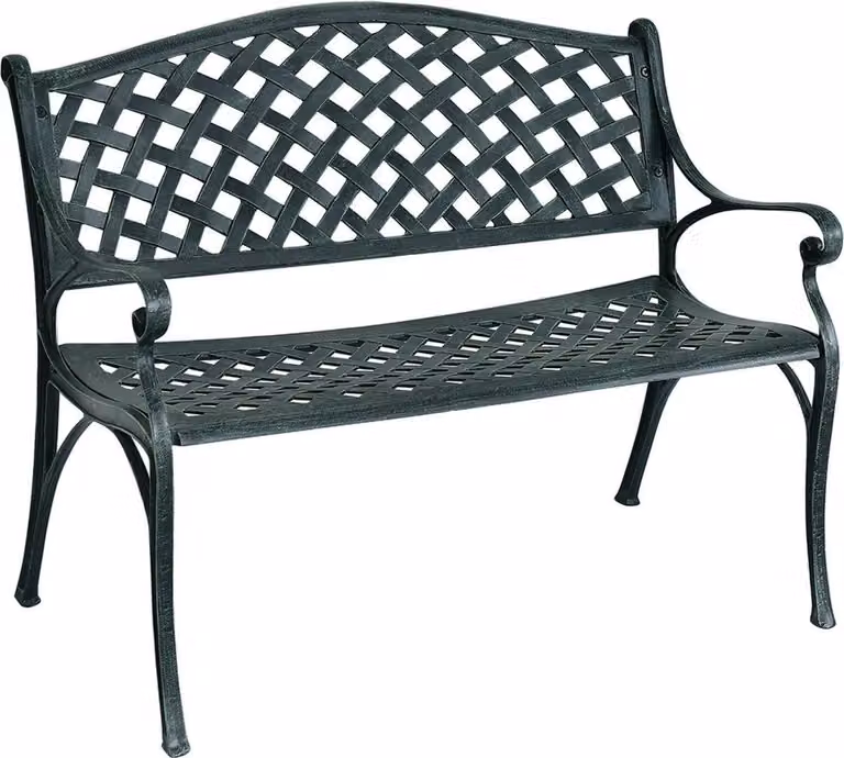 Panca da giardino in alluminio con braccioli, 103 x 55 x 82 cm, verde antico