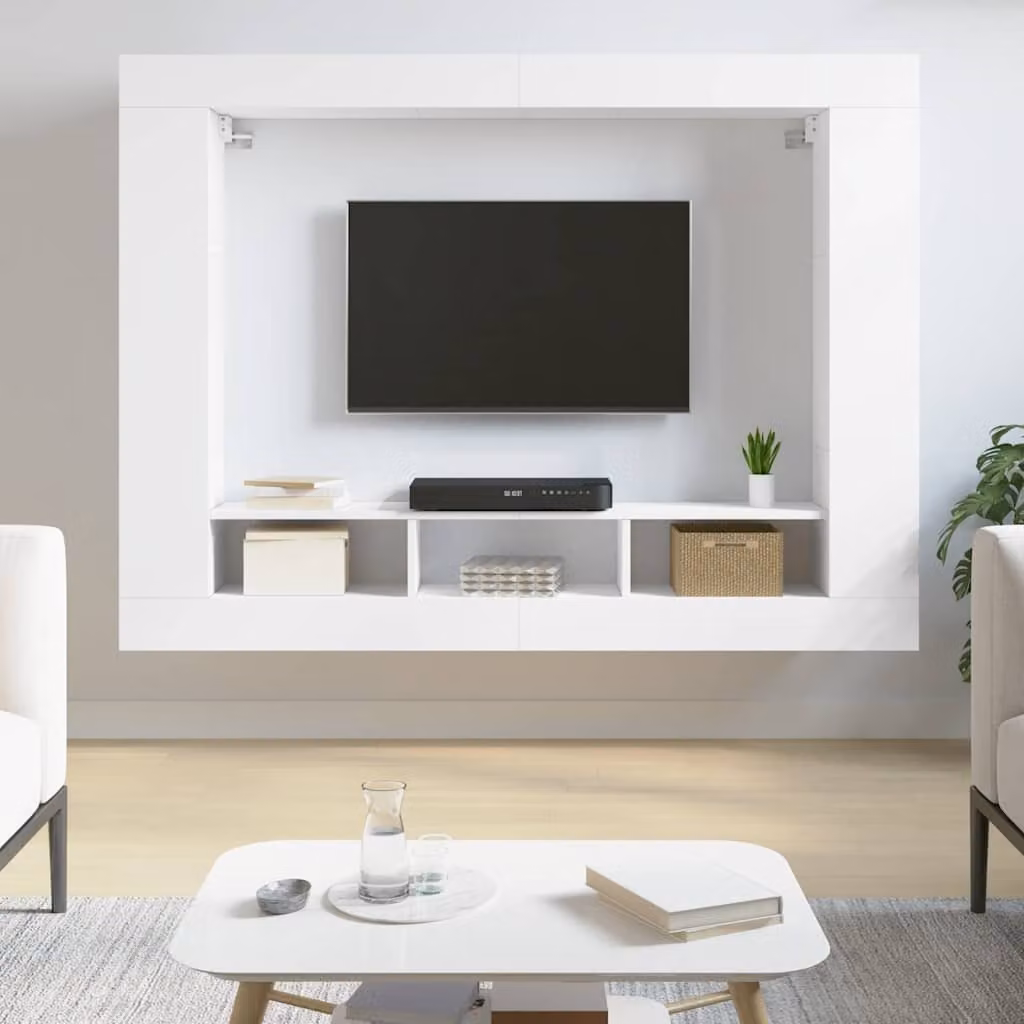 vidaXL Mobile Porta TV Moderno Bianco in Legno e MDF L: 152 cm, P: 22 cm, H: 113 cm