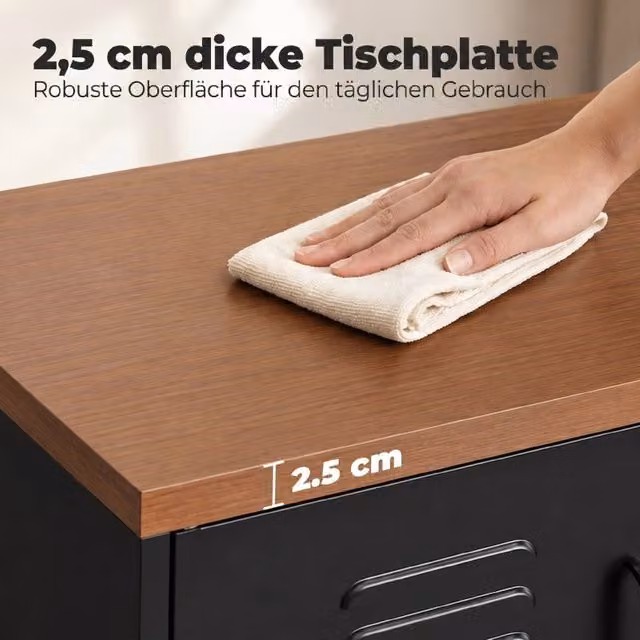 Credenza e madia in metallo OKWISH stile industriale con 2 ante e ripiano regolabile, colore nero, L 80 x P 40 x H 80 cm