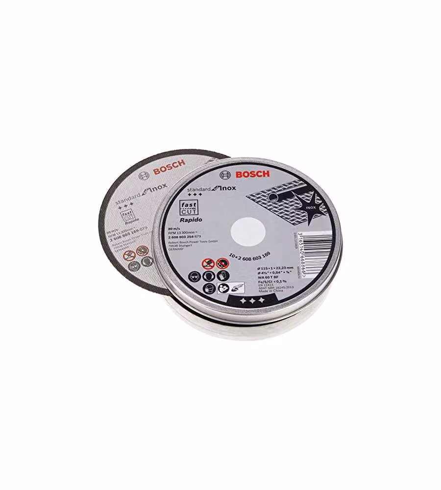 Bosch Set mole 115 mm Inox 10 dischi abrasivi per acciaio inox