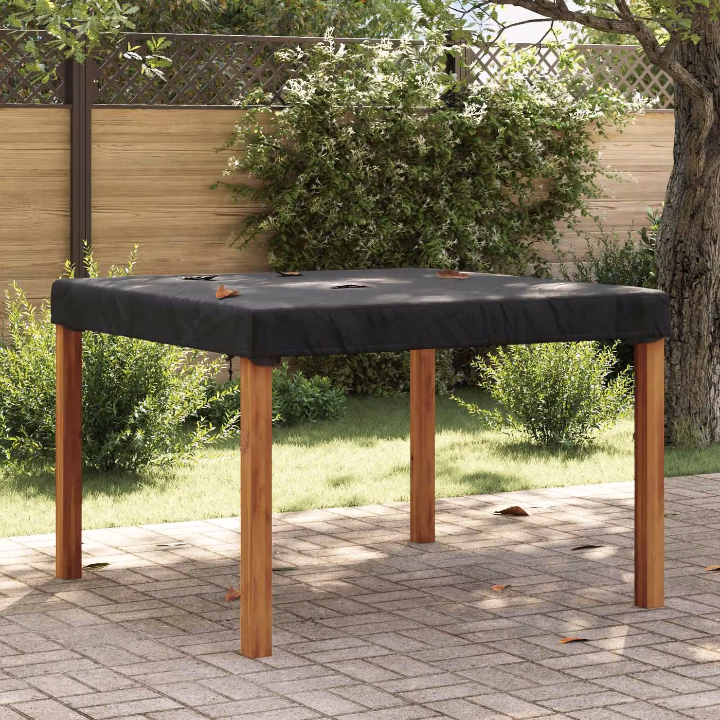 Copertura per tavolo quadrata vidaXL impermeabile e resistente alle intemperie, colore nero, L 142 cm x P 142 cm