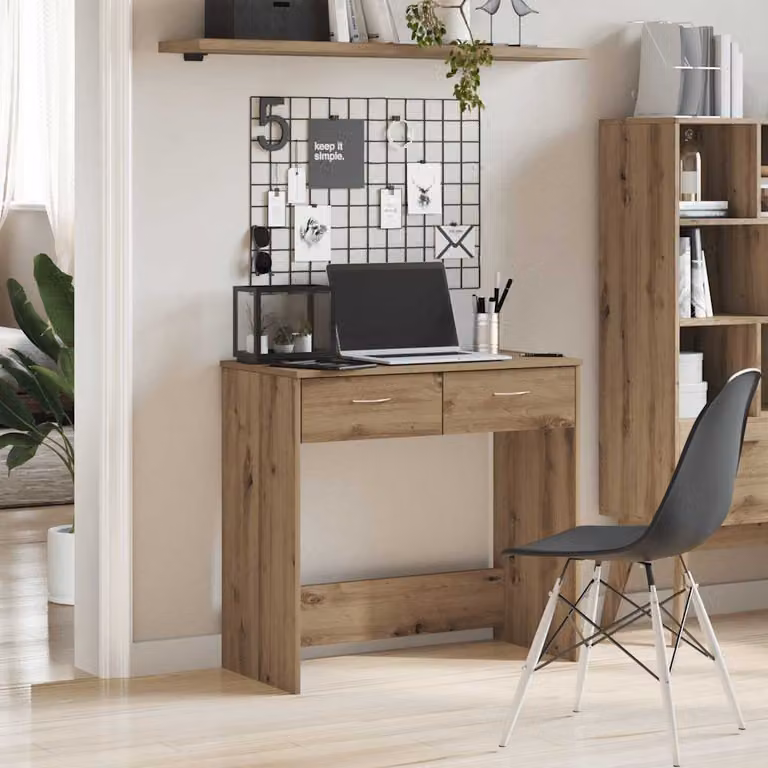 Scrivania moderna vidaXL in legno rovere marrone L: 80 cm, P: 40 cm, H: 75 cm