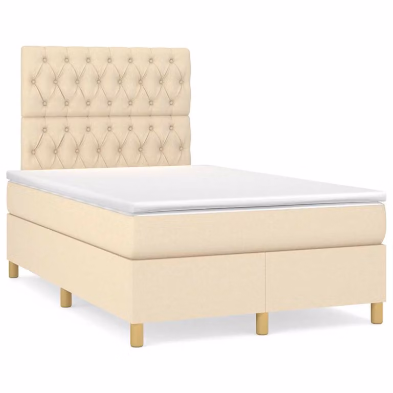 Letto Ibrido con Materasso e Illuminazione LED vidaXL in Tessuto Beige e Bianco L/P/H: 120 x 200 x 123 cm