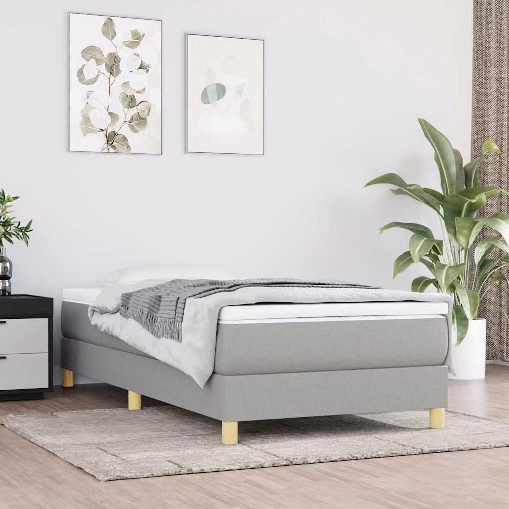 vidaXL Struttura Letto a Rete con Doghe Arcuate in Tessuto Grigio, L 100 x P 200 cm