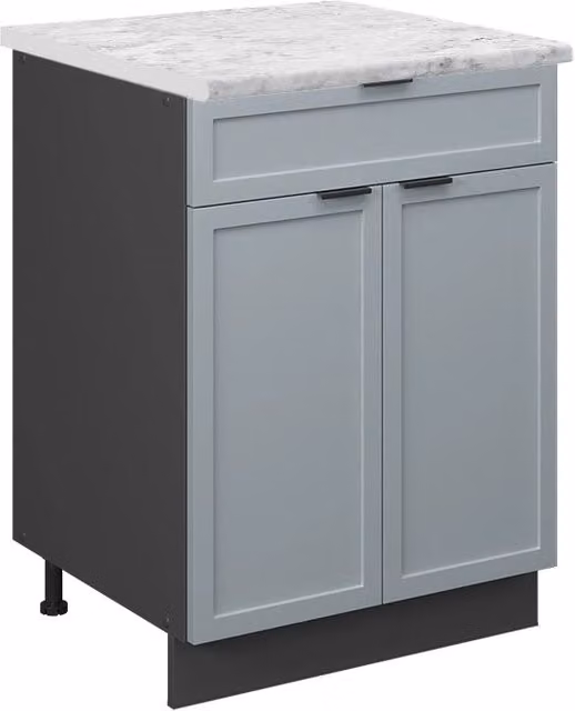 Mobiletto base per cucina Fame-Line Blu-grigio chiaro/Antracite 60 cm con cassetto, PL Marmo Vicco