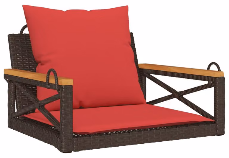 Panchina Dondolo con Cuscini Marrone 63x62x40 cm in Polyrattan