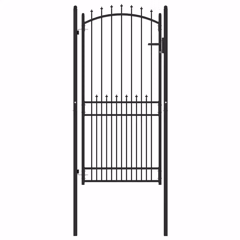Cancello singolo a battente vidaXL EMMEN in acciaio nero L: 104 cm, H: 147 cm
