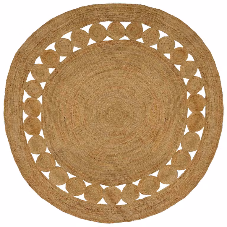 Tappeto rotondo in juta vidaXL, moderno e lavabile, marrone e beige, Ø 240 cm