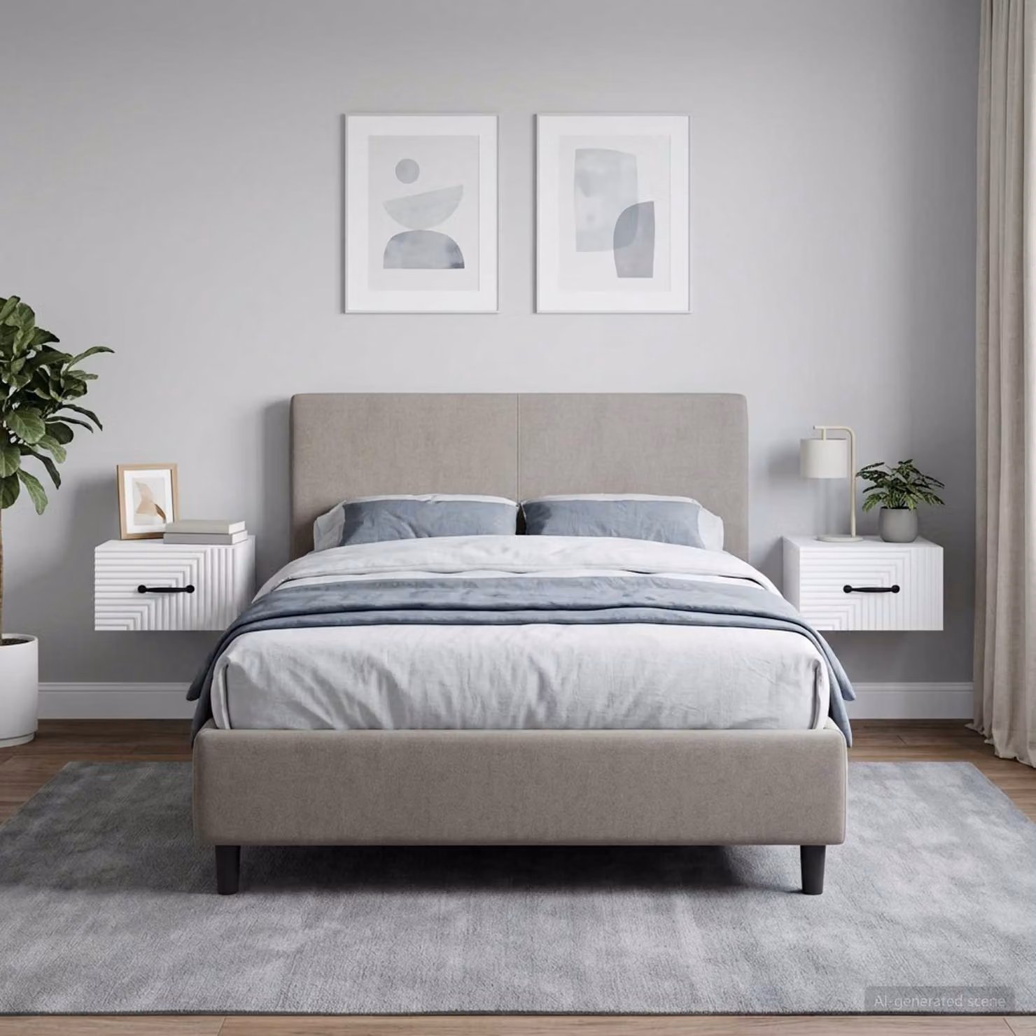 Set di 2 comodini sospesi vidaXL moderni in bianco, L 34,5 cm x P 20 cm x H 33 cm