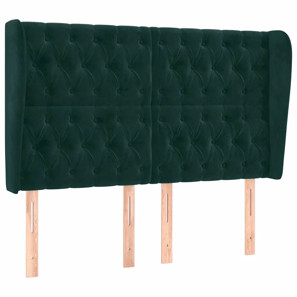 Testiera ad orecchio vidaXL in velluto verde scuro L: 163 cm, P: 23 cm, H: 118-128 cm – 2