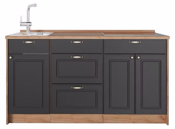 Cucine componibili piccole Vicco Fame-Line Oro-antracite rustico 150 cm senza piano di lavoro, Model 65406