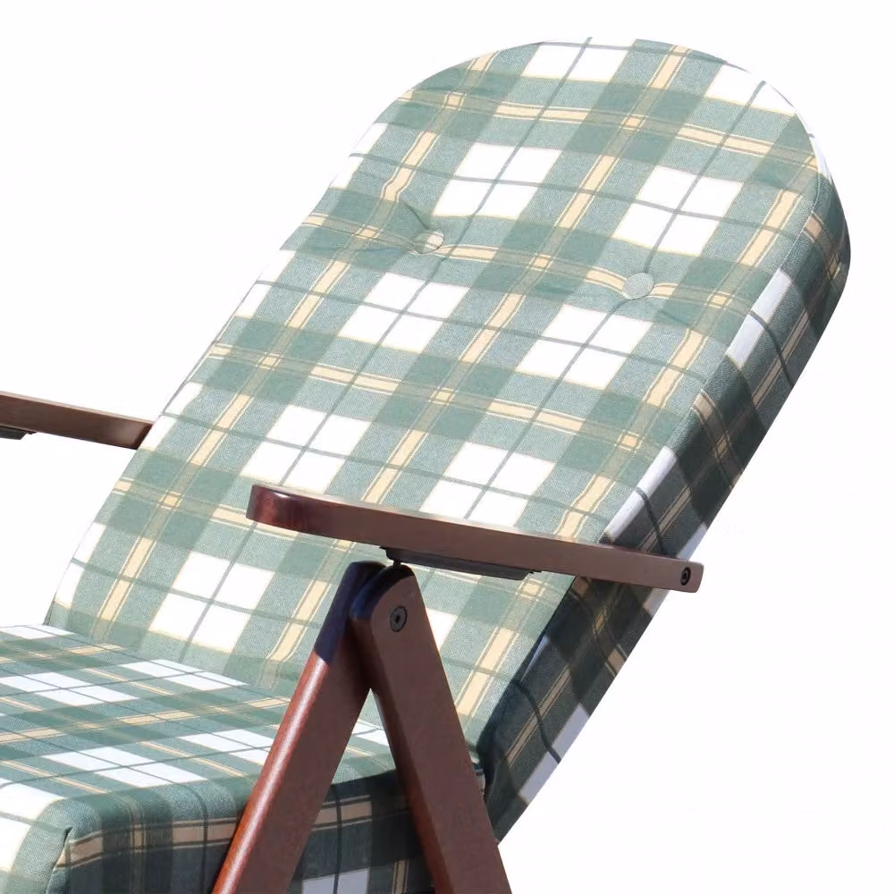 Poltrona Relax 4 Posizioni GIORDANOSHOP in Legno di Faggio con Cuscino in Cotone Verde L/P/H: 84 x 60 x 100 cm – 2
