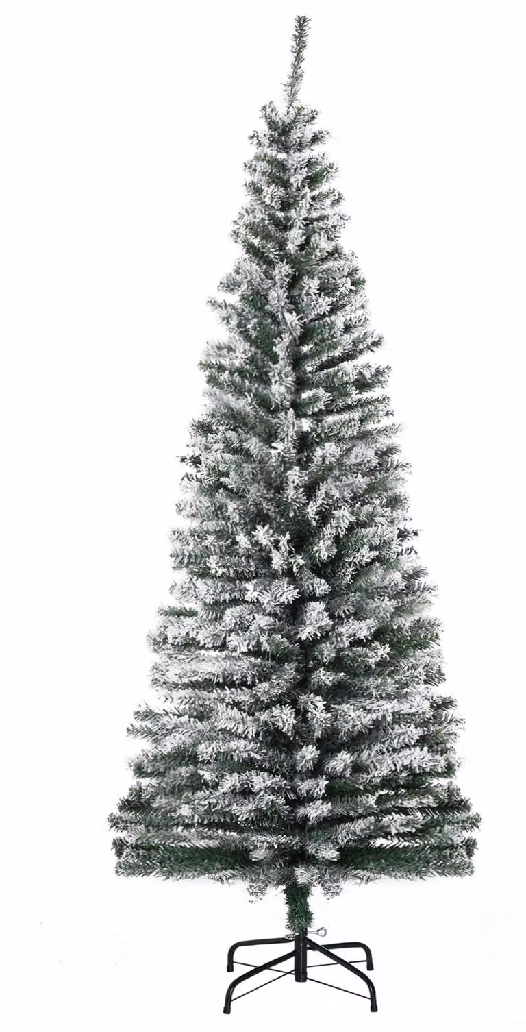 Albero di Natale artificiale, altezza 180 cm, con effetto neve - modello sottile | Colore: verde | Dimensioni: 60x60x180 cm