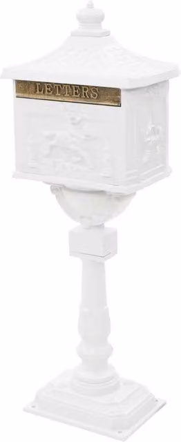 Cassetta della Posta su Piedistallo Design In in Alluminio Bianca CFW7023595 L: 30,0 cm, P: 43,0 cm, H: 117,0 cm
