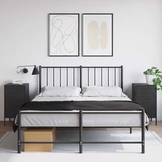 Set di 2 comodini vidaXL in metallo nero opaco da appendere al muro L/P/H: 36 x 39 x 68 cm – 1