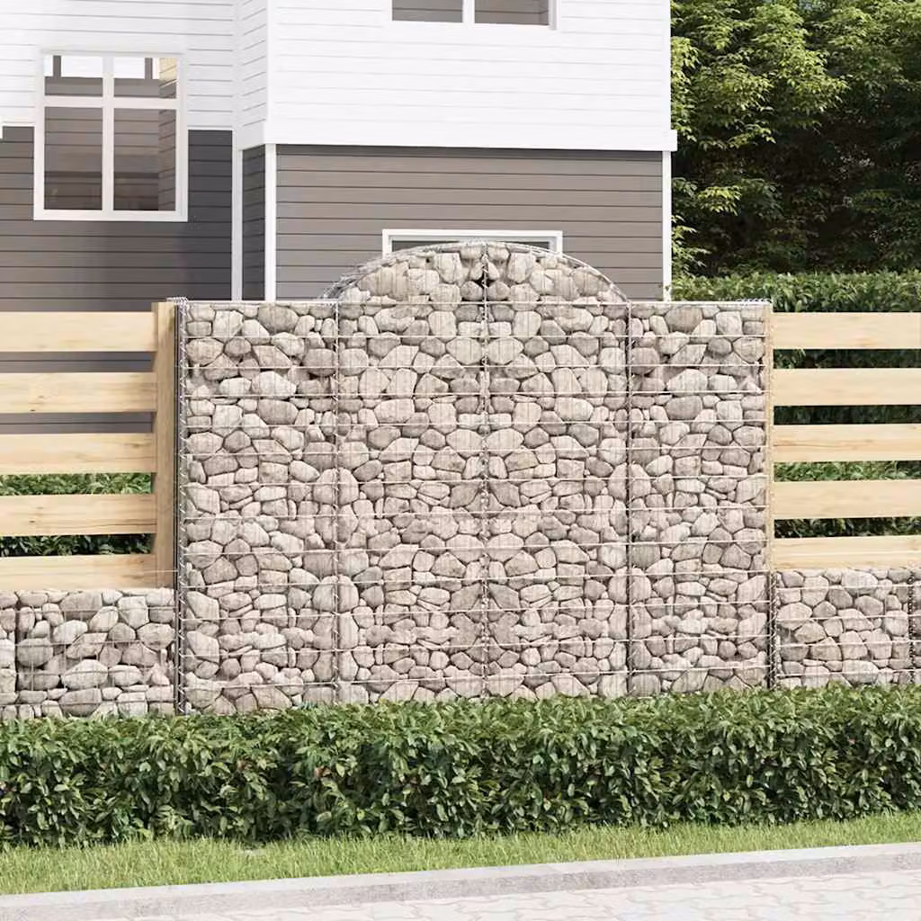 Set di 15 Cesti Gabbioni ad Arco vidaXL in Acciaio Zincato Grigio L: 200 cm, P: 50 cm, H: 160/180 cm