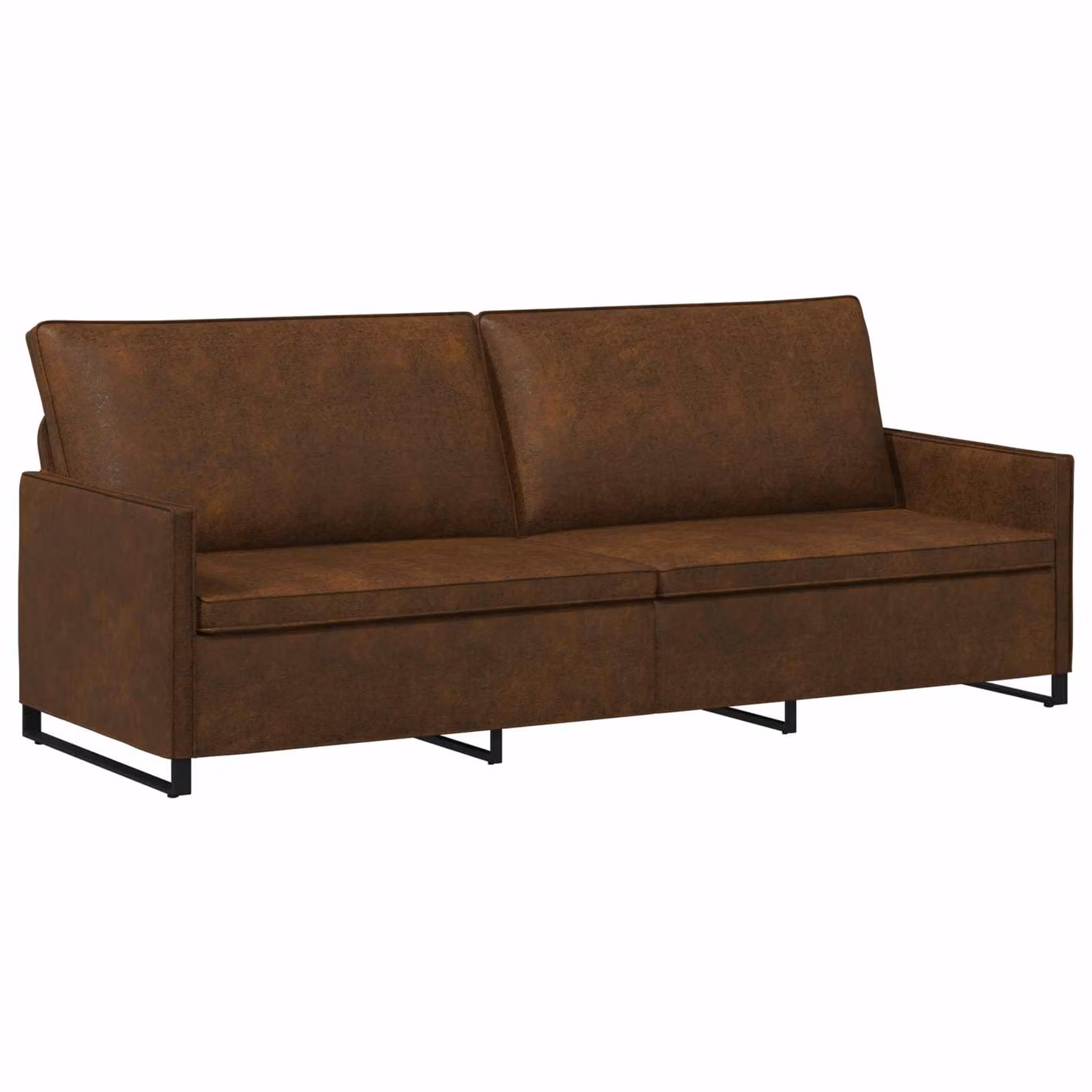 vidaXL Divano a 3 posti in tessuto e similpelle marrone con poggiatesta regolabile e struttura in metallo L: 220 cm, P: 81 cm, H: 82 cm