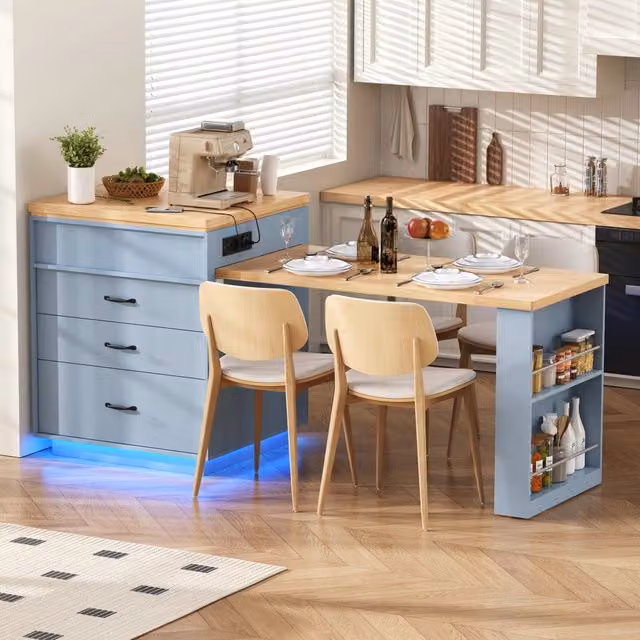 Tavolo da Pranzo Allungabile con LED e Isola Cucina ¨C Xylo ¨C Blu
