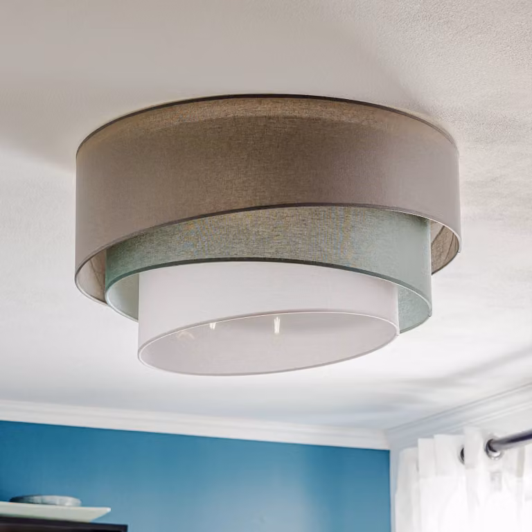Plafoniera soffitto Trio monocolor Duolla, dimmerabile, Alluminio / Grigio / Zincato, Soggiorno / Sala da pranzo, Tessuto / Stoffa / Seta, Moderno, Plafoniera