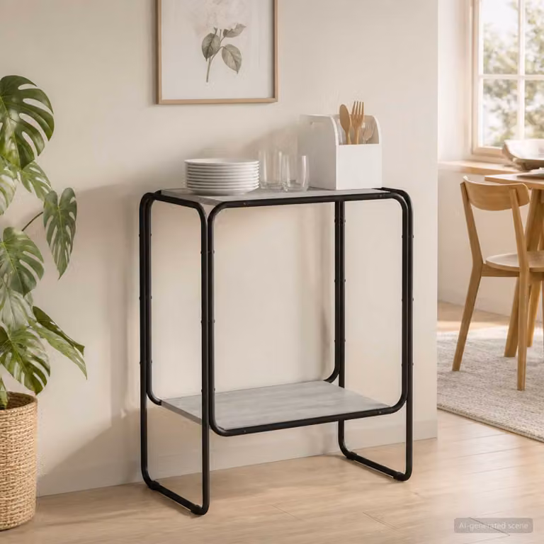 Credenza stile industrial vidaXL in legno ingegnerizzato e metallo, colore grigio, L: 60 cm, P: 38 cm, H: 75 cm