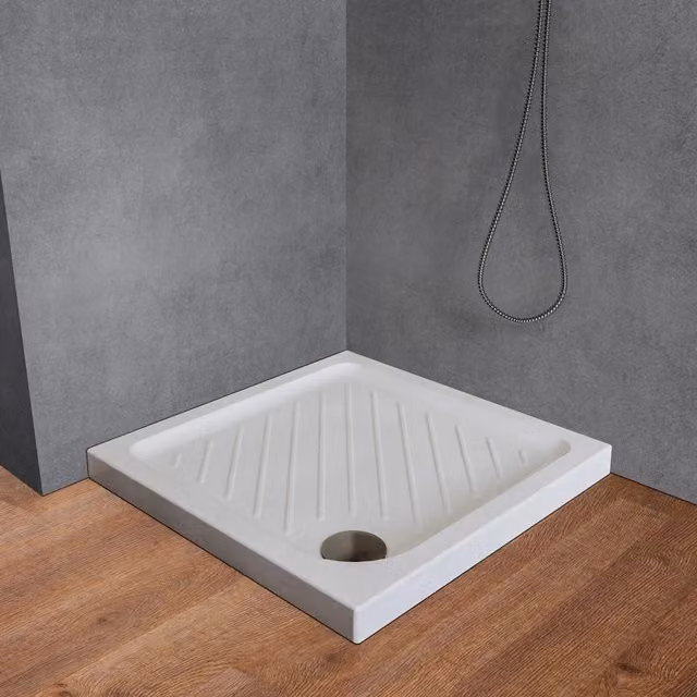 Piatto doccia quadrato Dolomite Gemma in ceramica bianco antiscivolo L: 75 cm x P: 75 cm x H: 7 cm