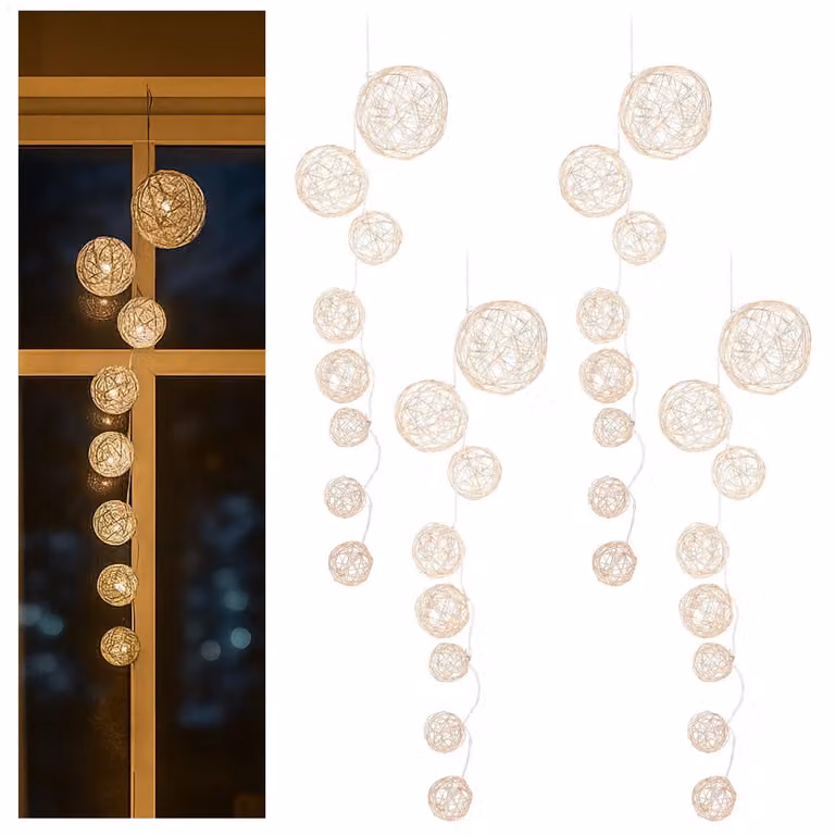 Set di 4 catene luminose a LED con 8 lampadine ciascuna, per illuminazione decorativa