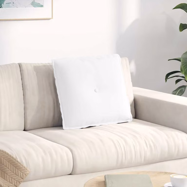 vidaXL Cuscino per Schiena Contornato Bianco con Rivestimento Rimovibile in Poliestere L 50 x P 19 x H 45 cm