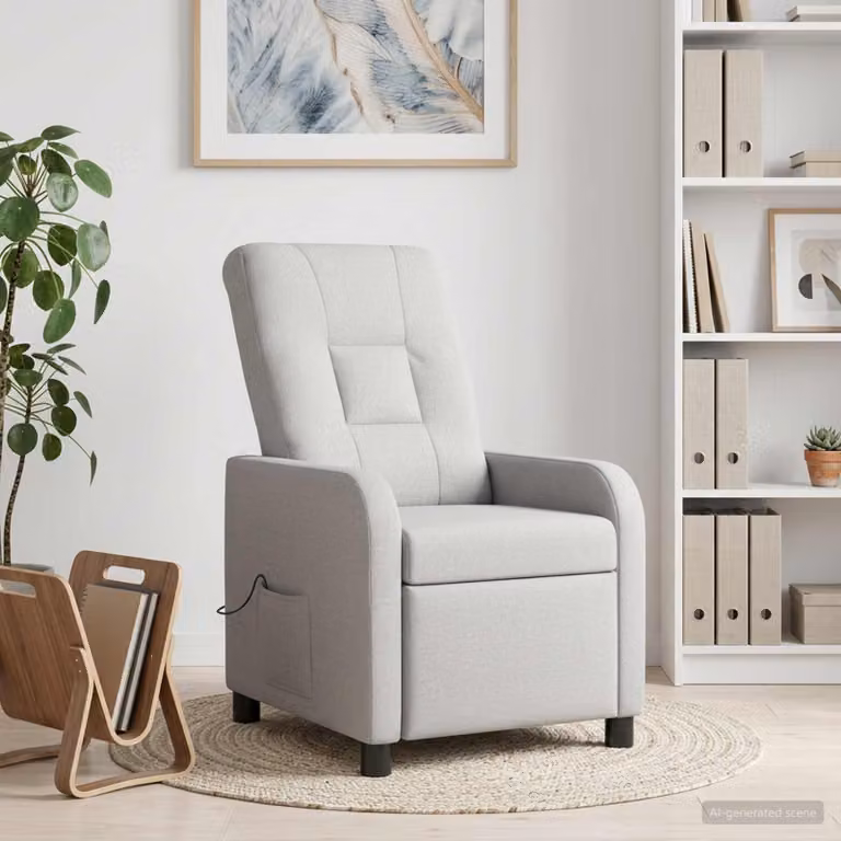 vidaXL Poltrona Relax Recliner in Tessuto Grigio con Braccioli e Struttura Rinforzata