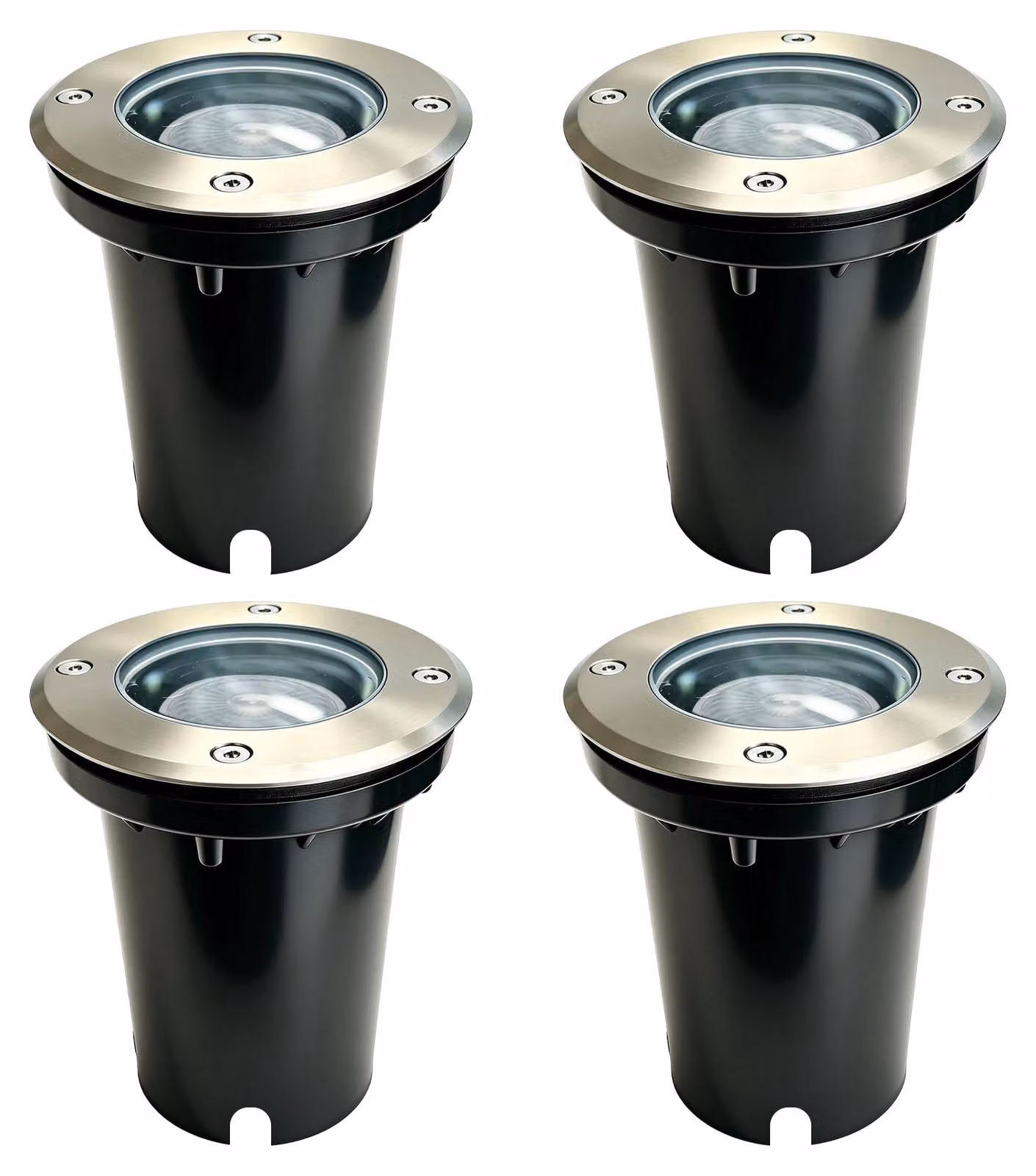 Set di 4 faretti da incasso a pavimento, attacco GU10, alluminio, grado di protezione IP44, 230V, per illuminazione di terrazze