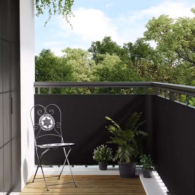Paravento da balcone vidaXL in polyrattan nero L: 400 cm, H: 80 cm